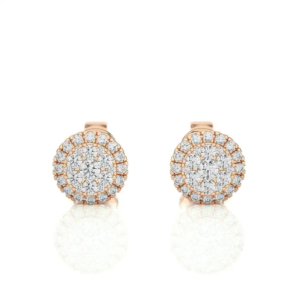 1/2 CTW Natural Diamond Round Cluster Halo Stud Earrings