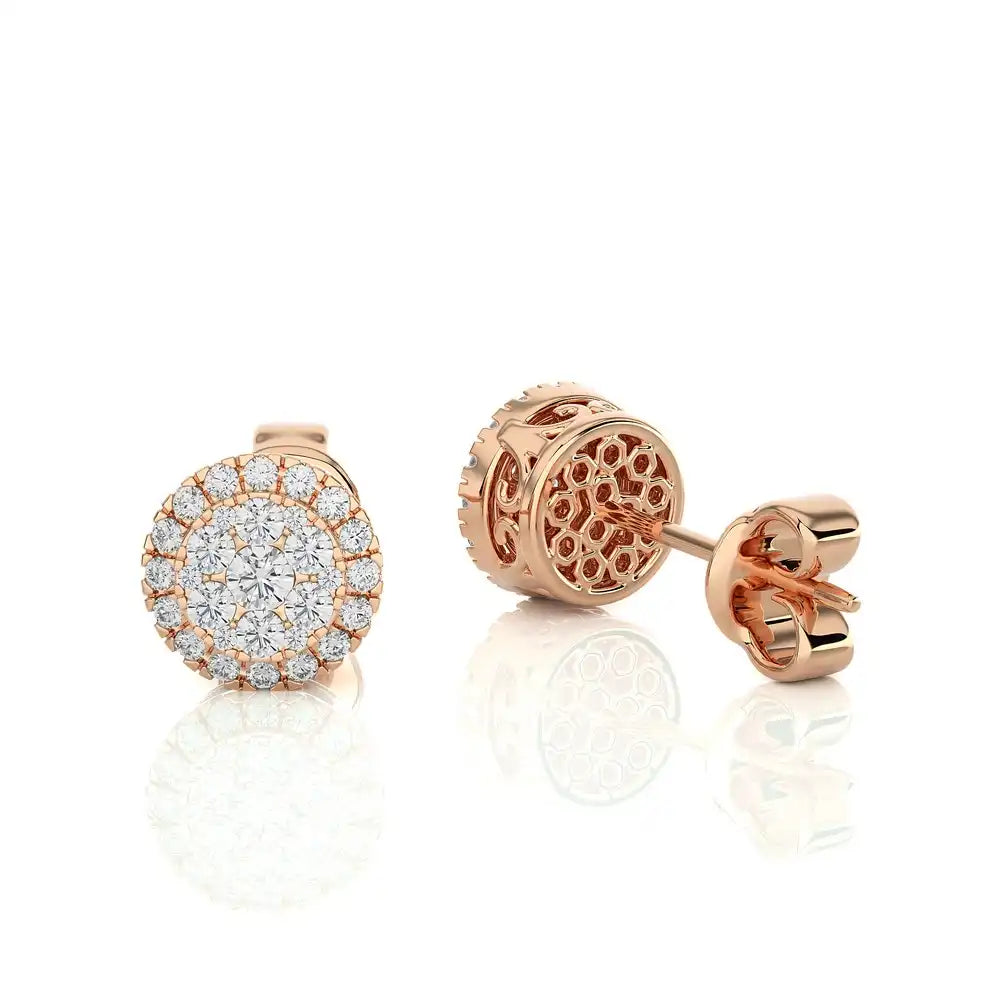 1/2 CTW Natural Diamond Round Cluster Halo Stud Earrings