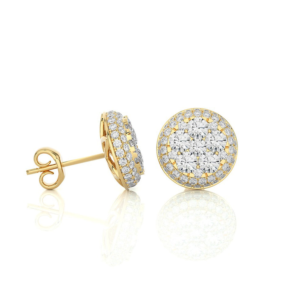 2-1/4 CTW Moonlight Round Cluster Diamond Stud Earring