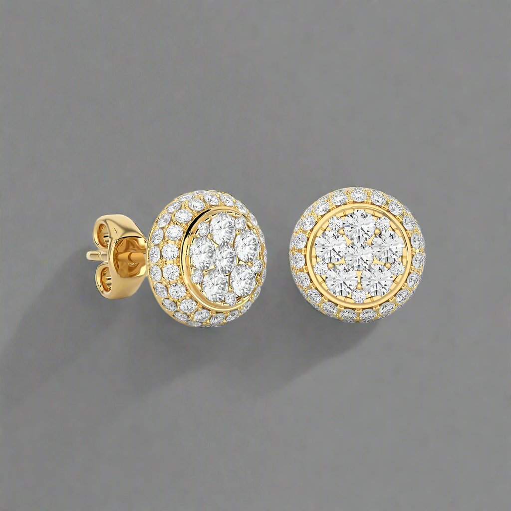 7/8 CTW Moonlight Round Cluster with Micro-Pave Halo Stud Earring.