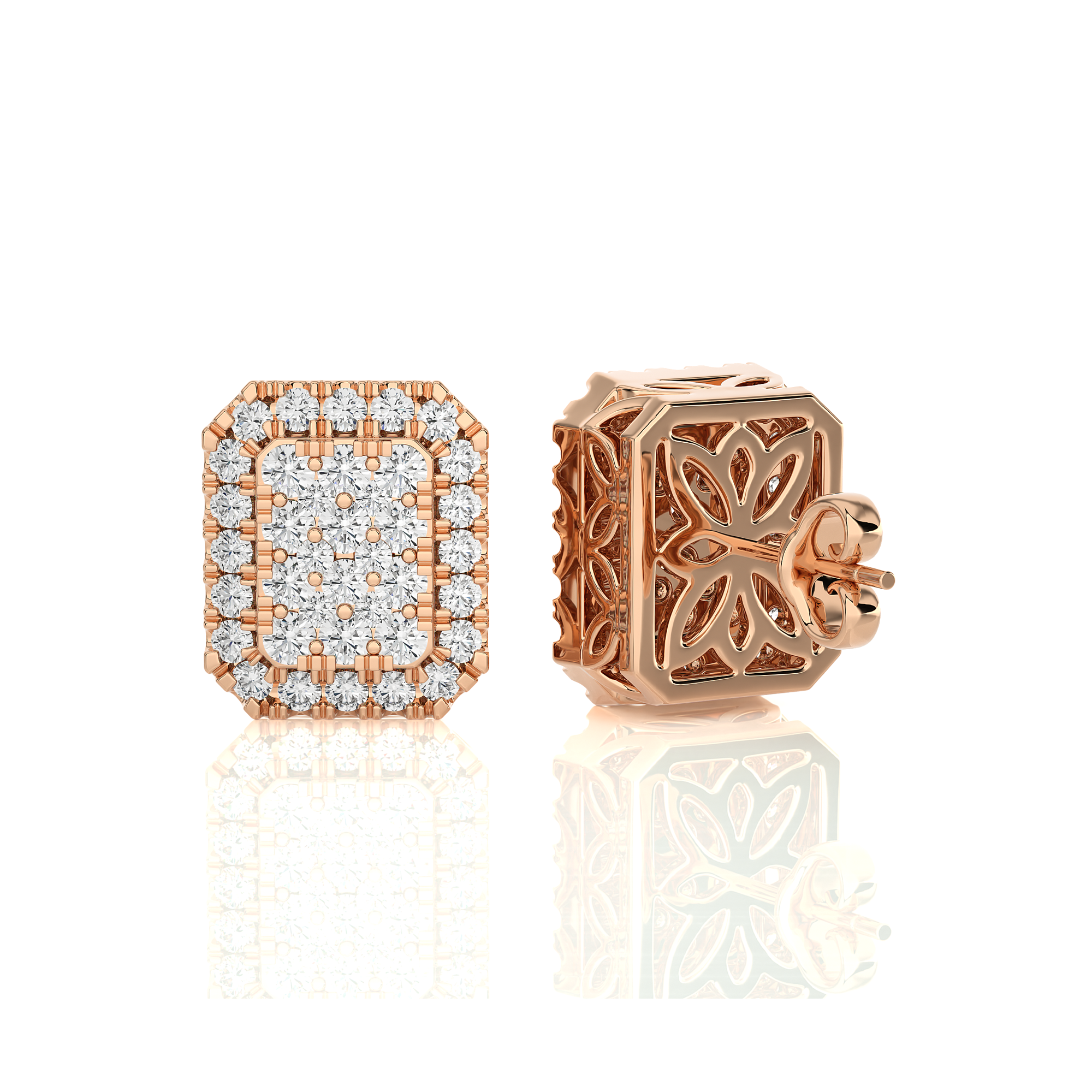1/3 CTW Elongated Cushion Cluster Studs Earring