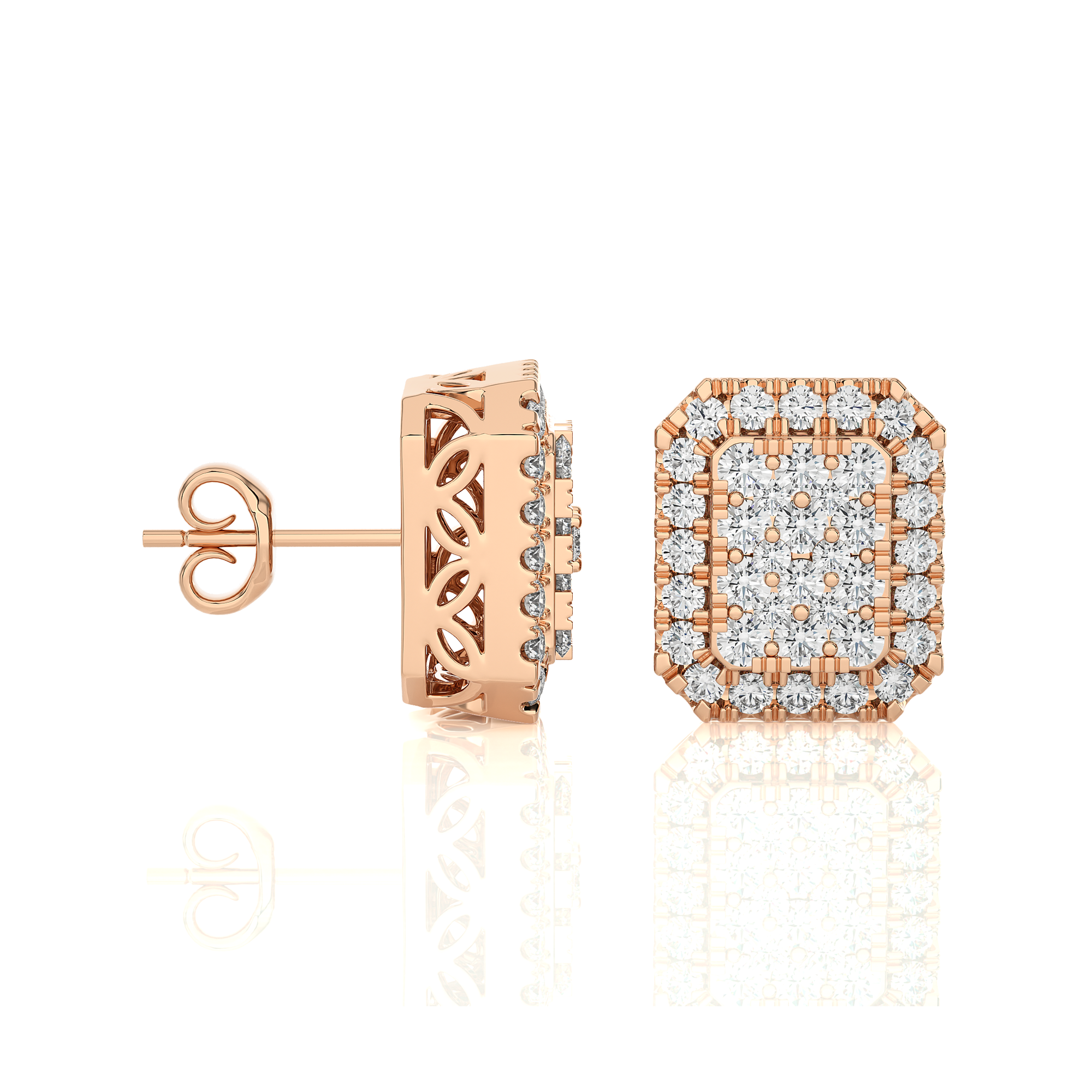 1/3 CTW Elongated Cushion Cluster Studs Earring