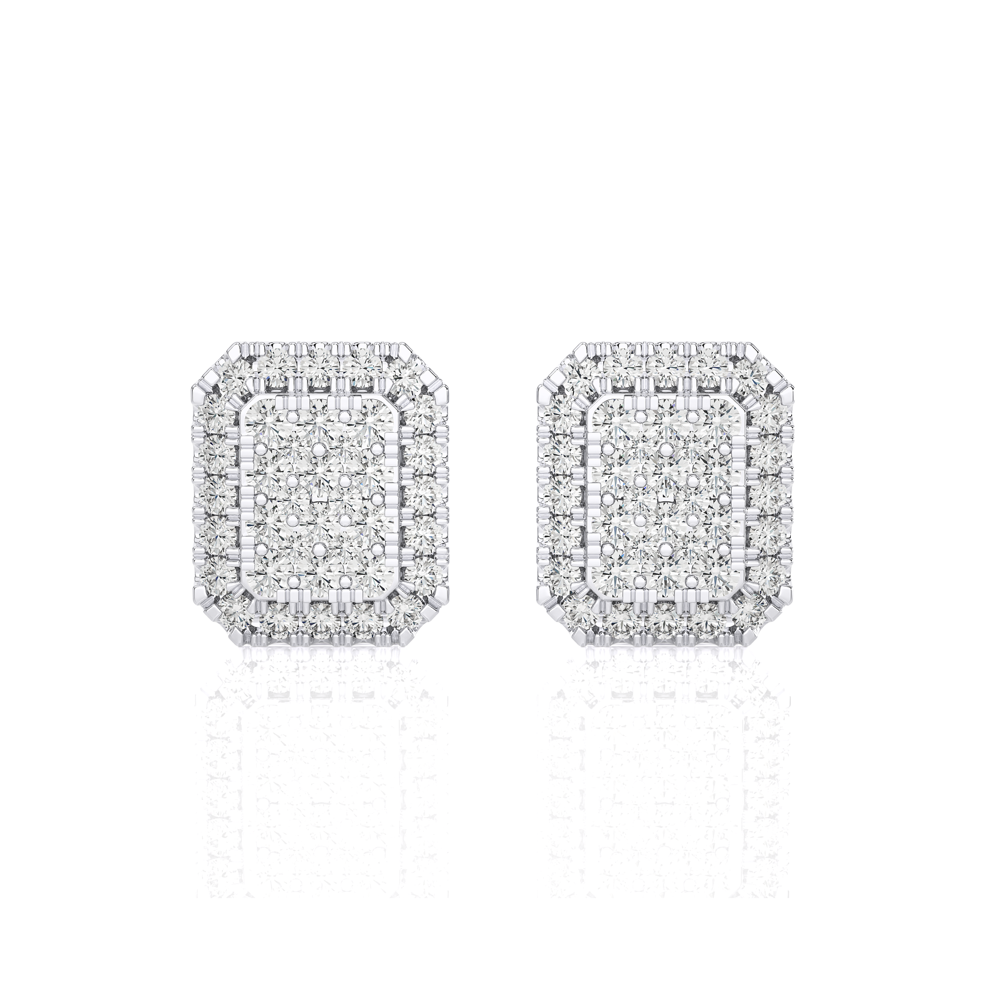1/3 CTW Elongated Cushion Cluster Studs Earring