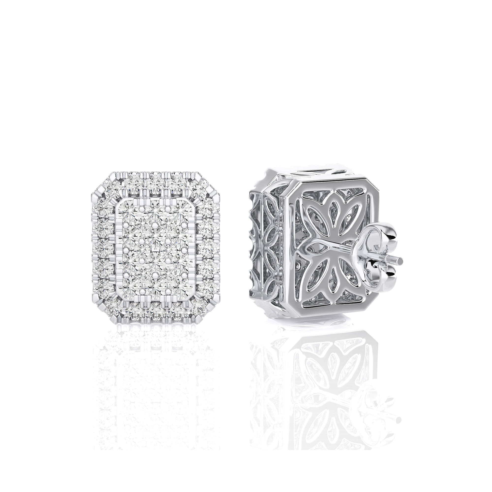 1/3 CTW Elongated Cushion Cluster Studs Earring