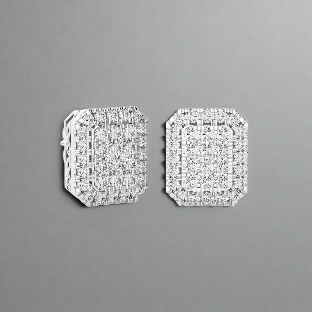 1/3 CTW Elongated Cushion Cluster Studs Earring