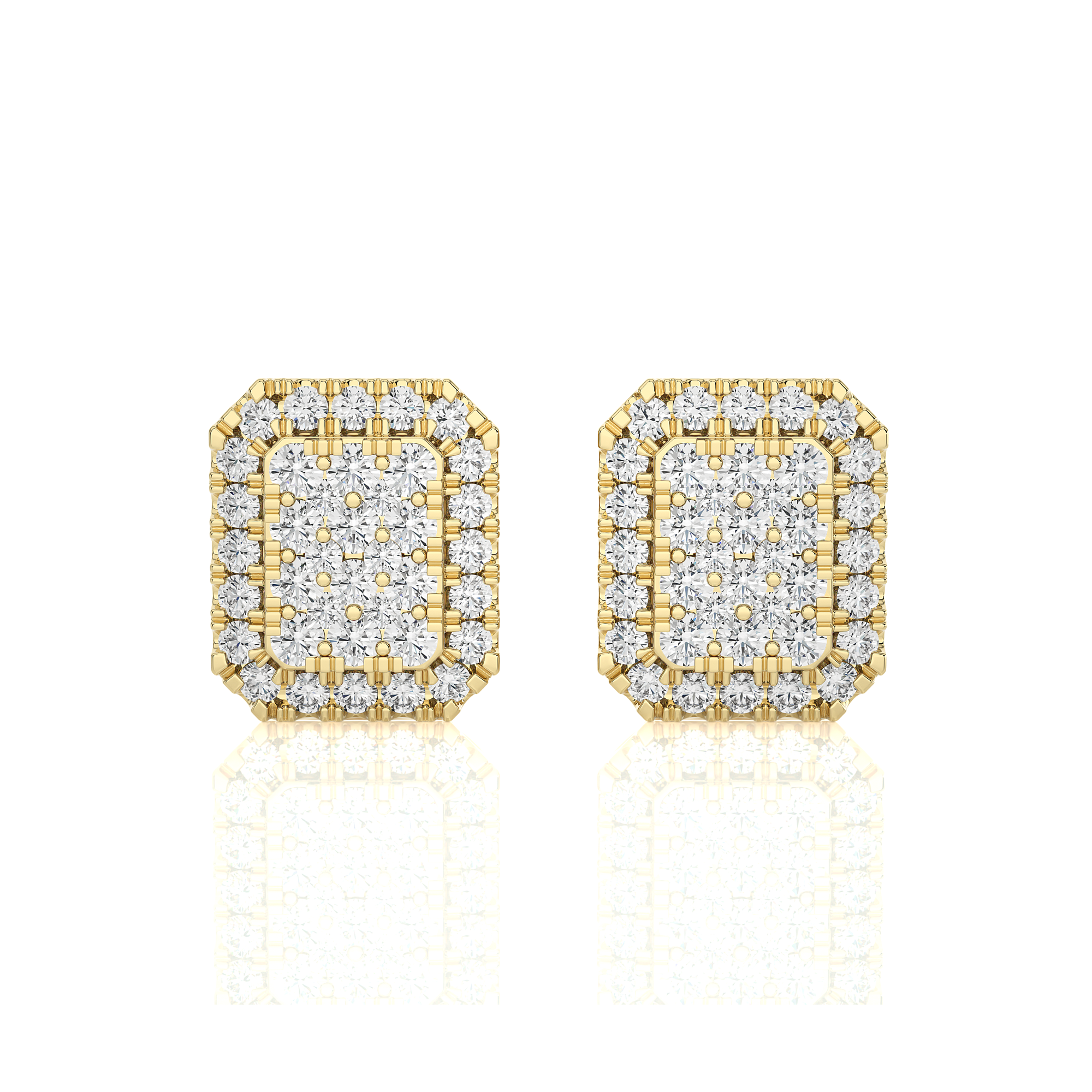 1/3 CTW Elongated Cushion Cluster Studs Earring