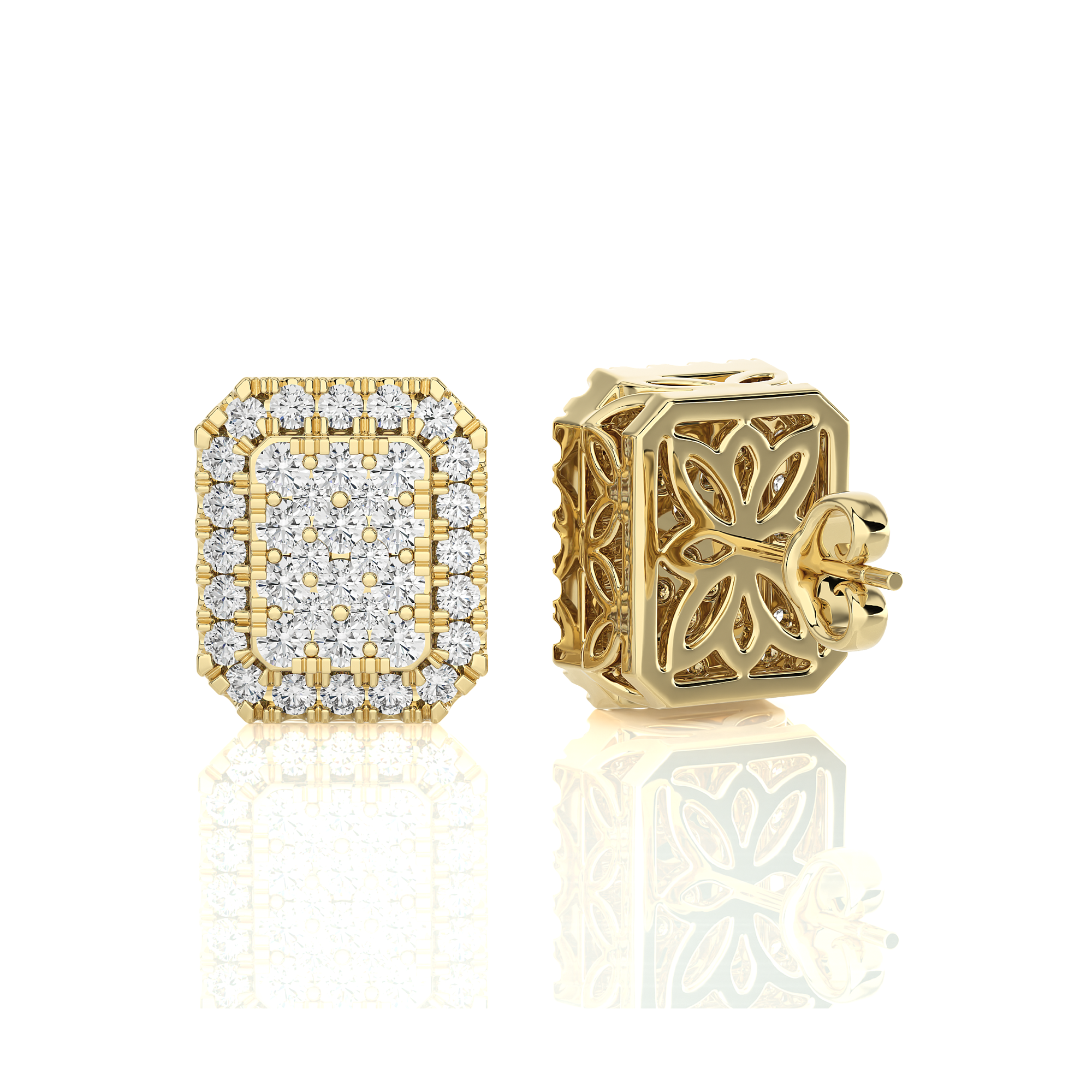 1/3 CTW Elongated Cushion Cluster Studs Earring
