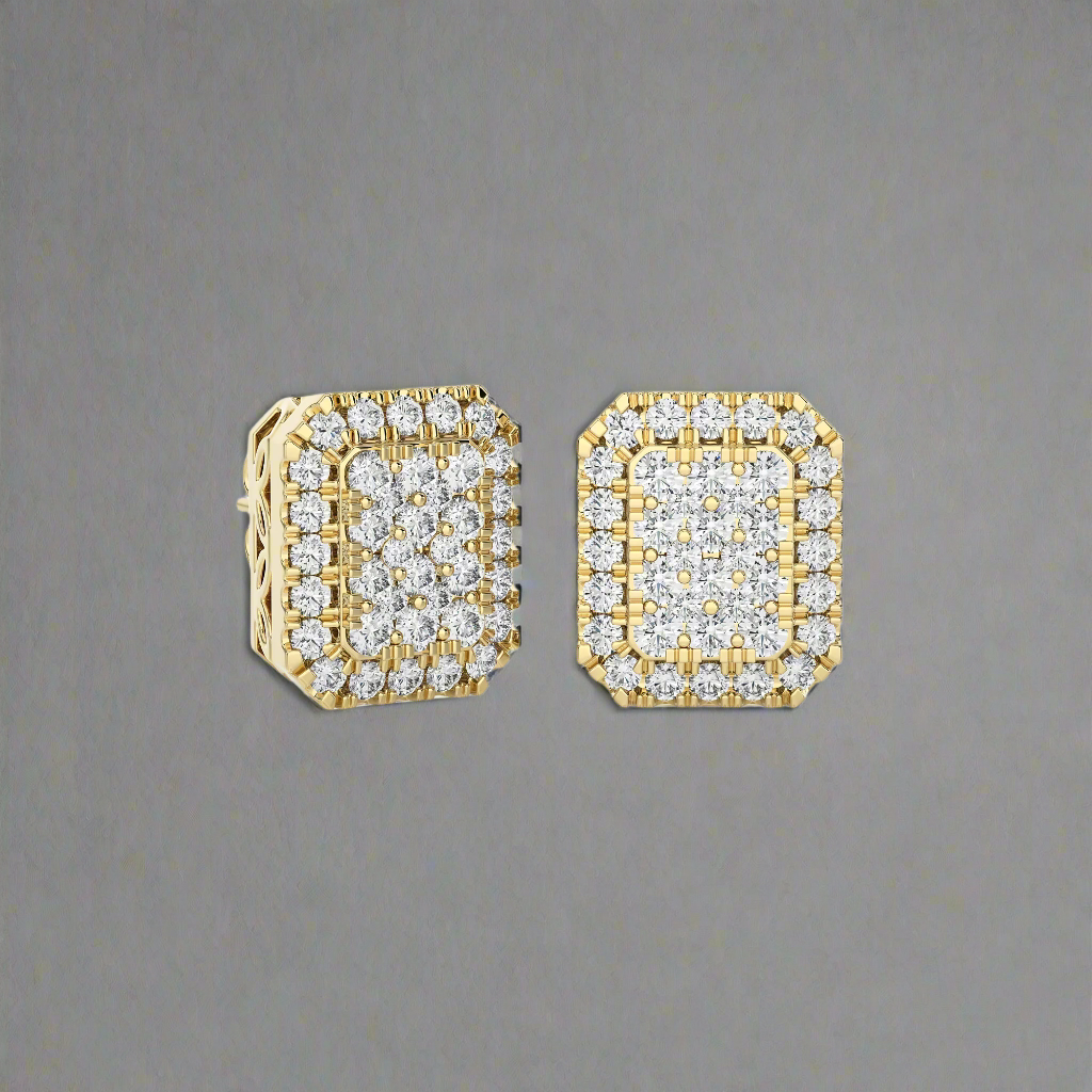1/3 CTW Elongated Cushion Cluster Studs Earring