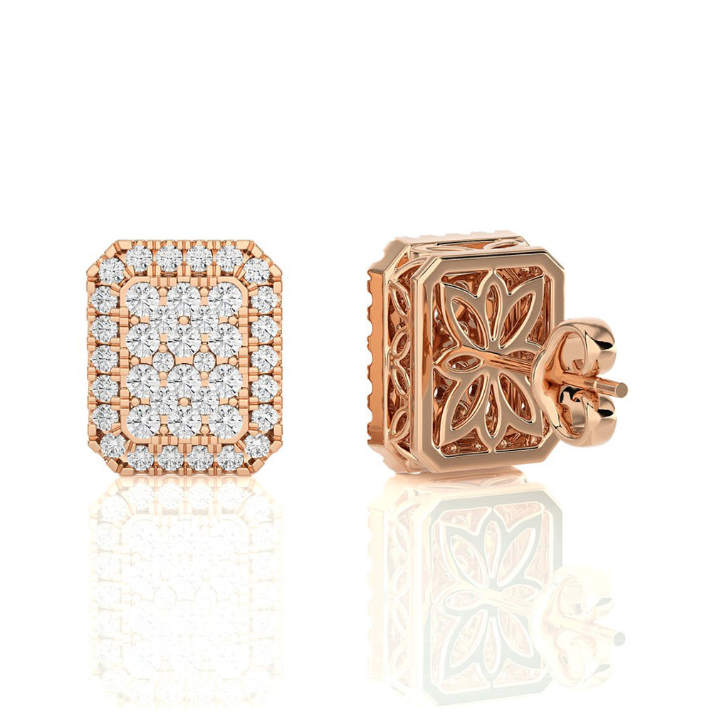 5/8 CTW Moonlight Elongated Cushion Shaped Cluster Stud Earring.