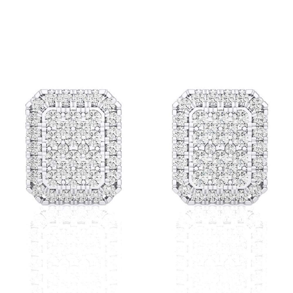 5/8 CTW Moonlight Elongated Cushion Shaped Cluster Stud Earring.