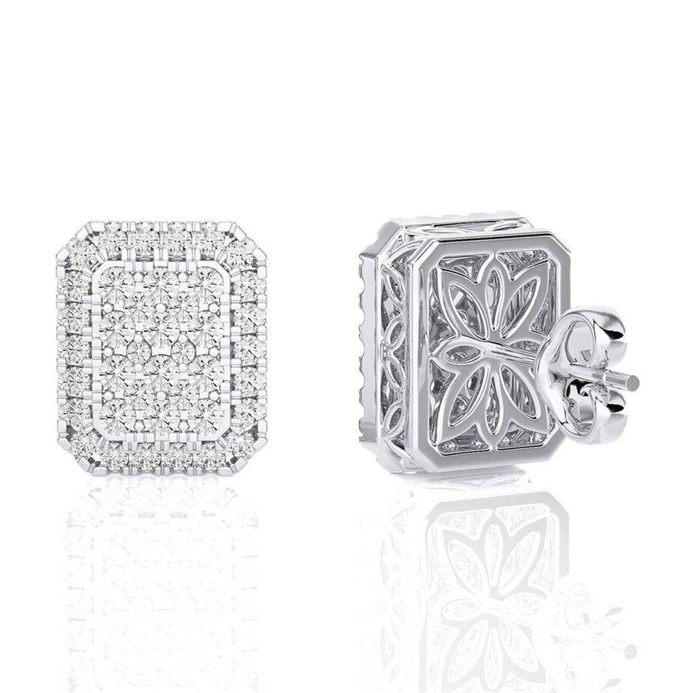 5/8 CTW Moonlight Elongated Cushion Shaped Cluster Stud Earring.