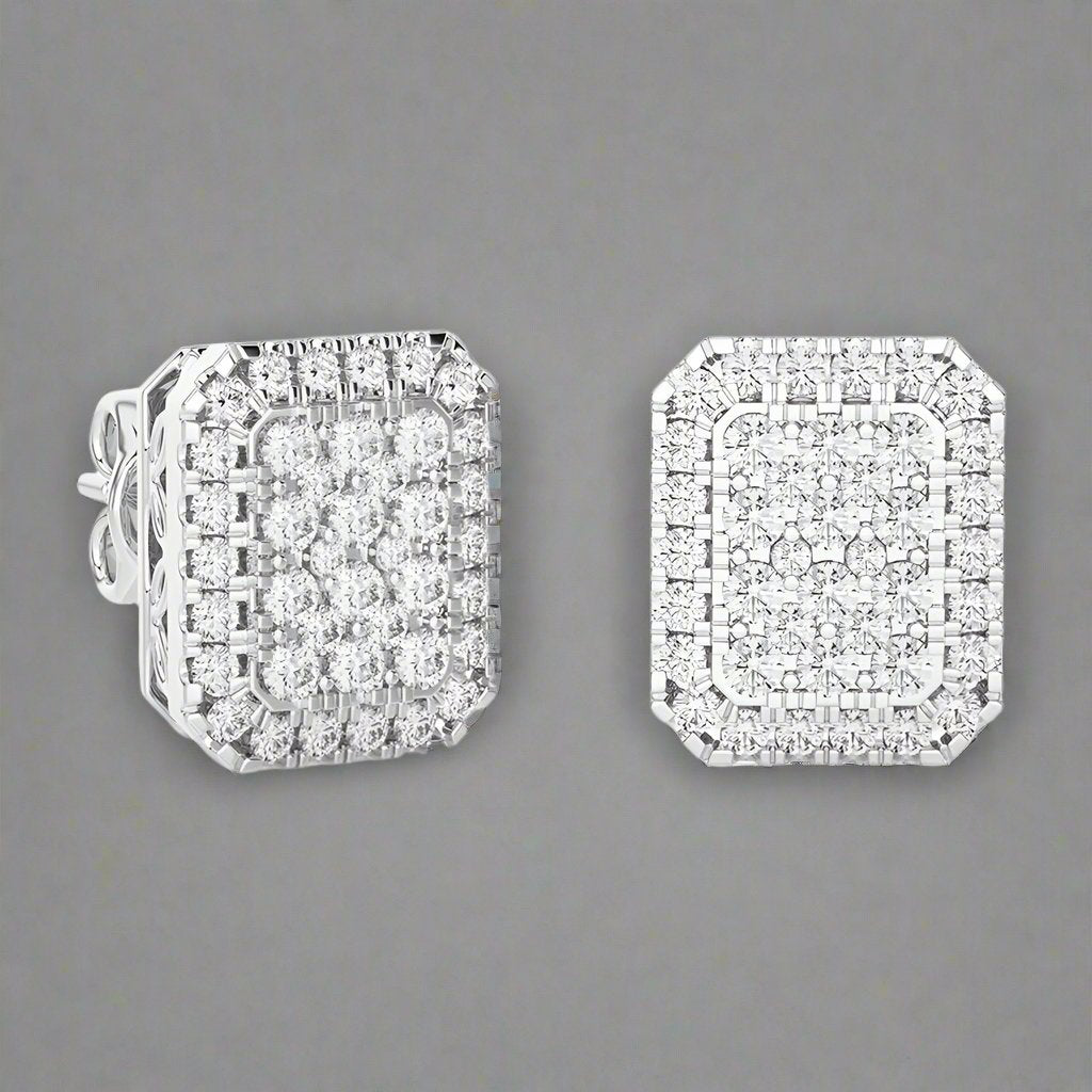 5/8 CTW Moonlight Elongated Cushion Shaped Cluster Stud Earring.