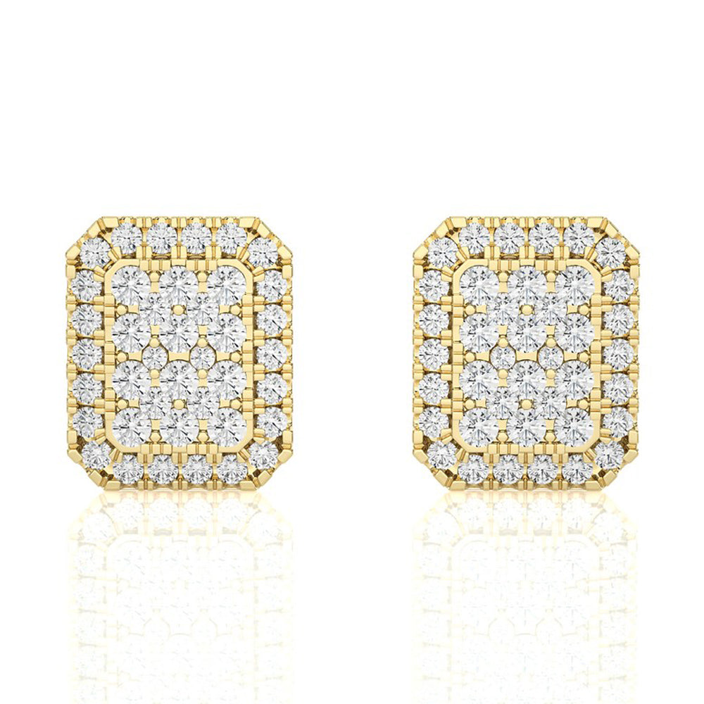 5/8 CTW Moonlight Elongated Cushion Shaped Cluster Stud Earring.
