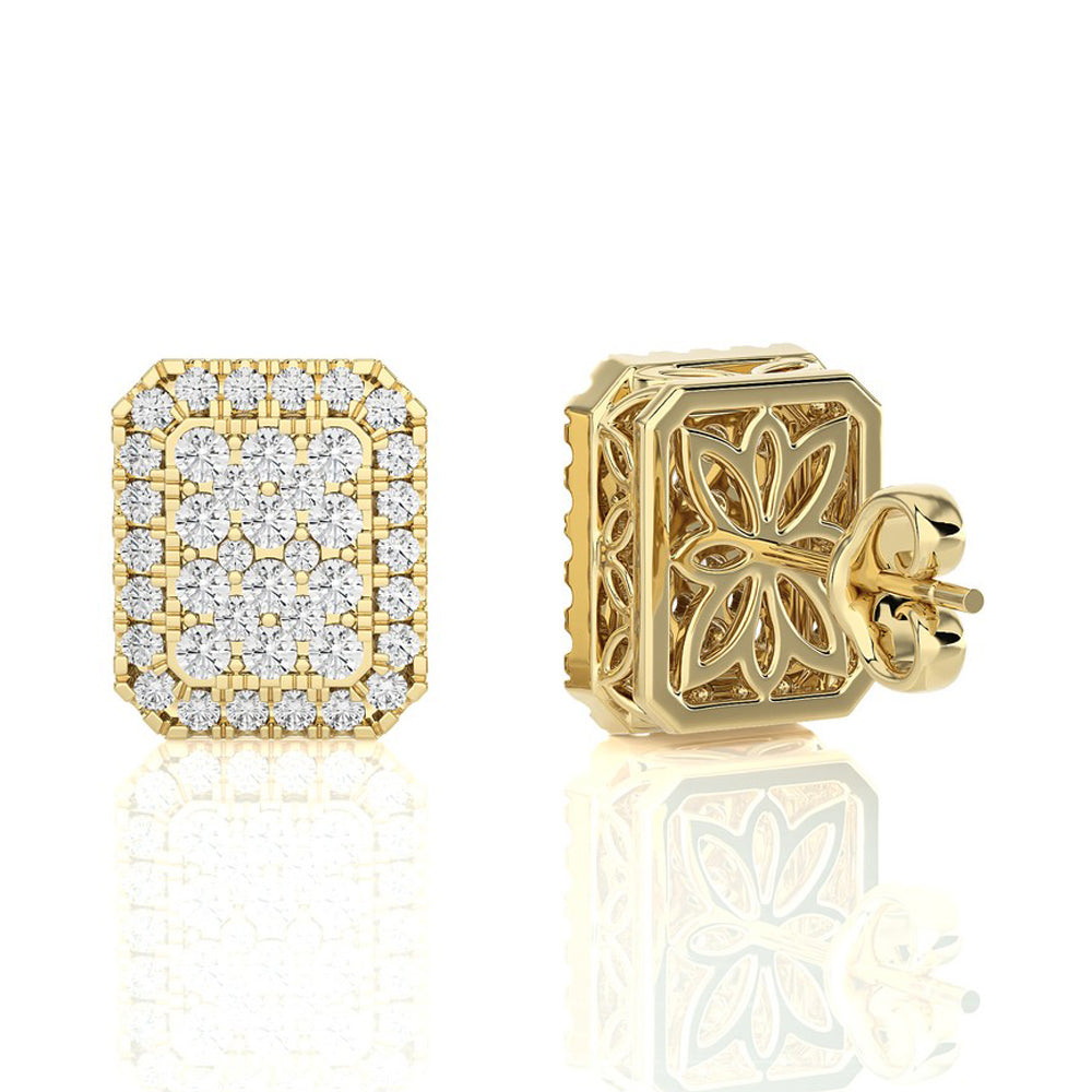 5/8 CTW Moonlight Elongated Cushion Shaped Cluster Stud Earring.