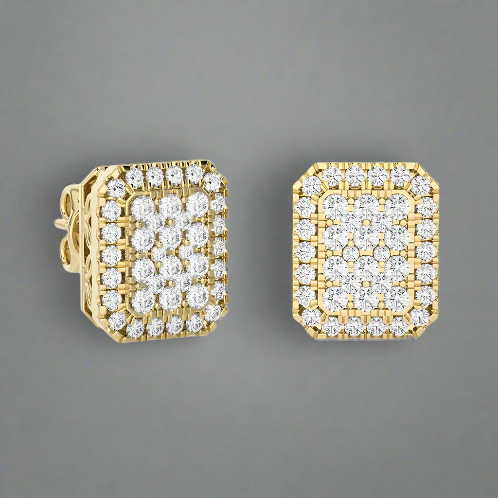 5/8 CTW Moonlight Elongated Cushion Shaped Cluster Stud Earring.