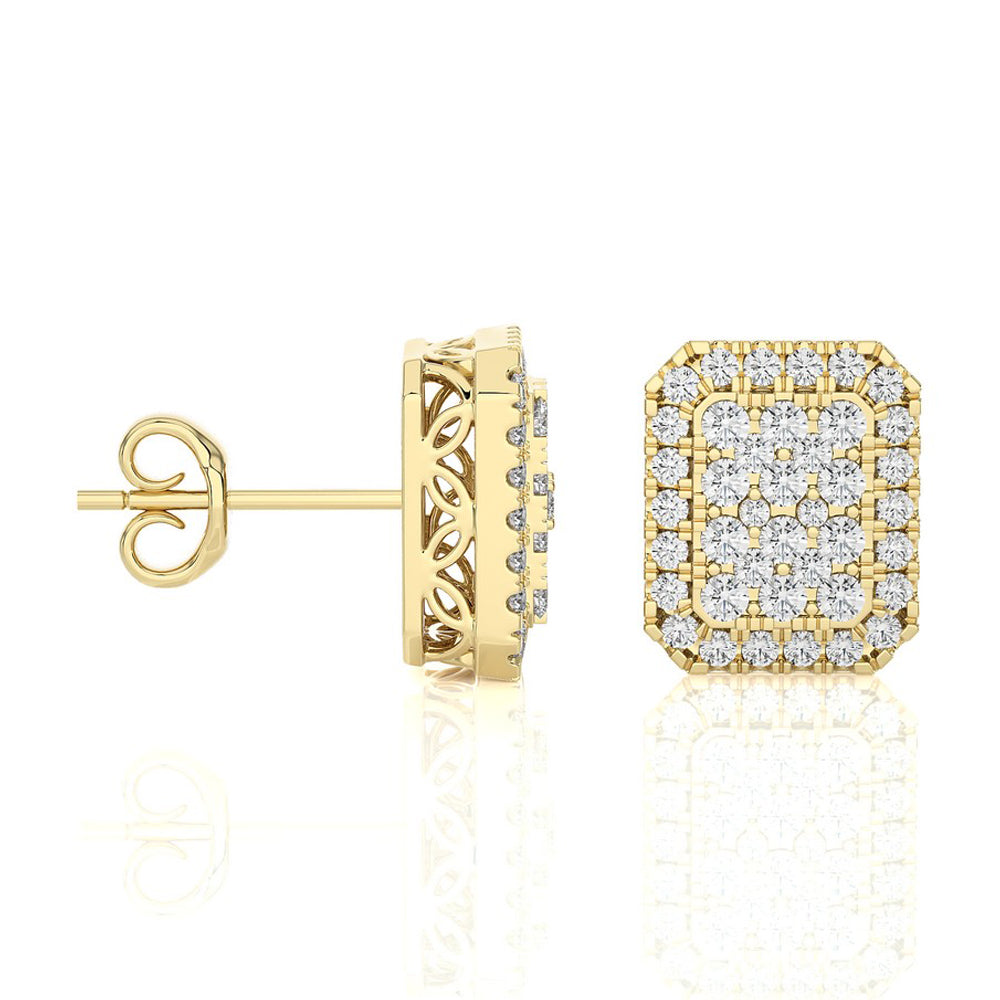 5/8 CTW Moonlight Elongated Cushion Shaped Cluster Stud Earring.