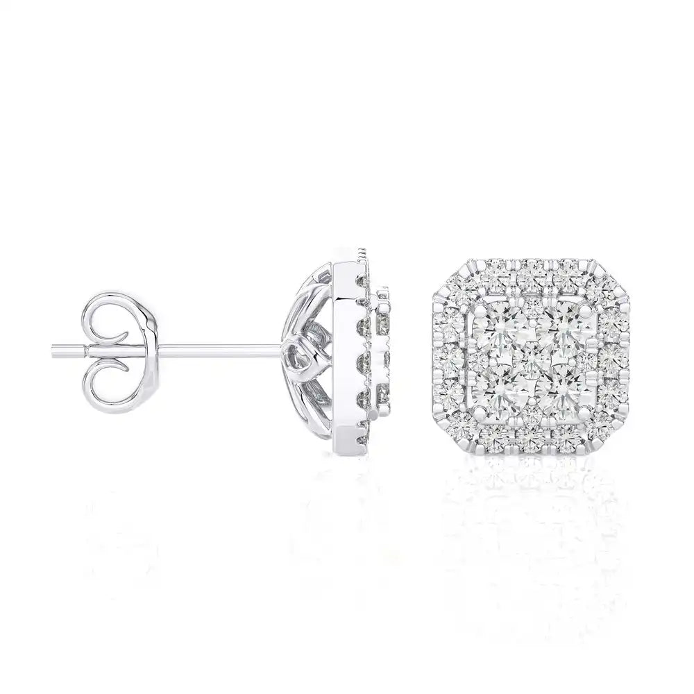 3/4 CTW Diamond Alluring Cushion Classic Stud Earring.