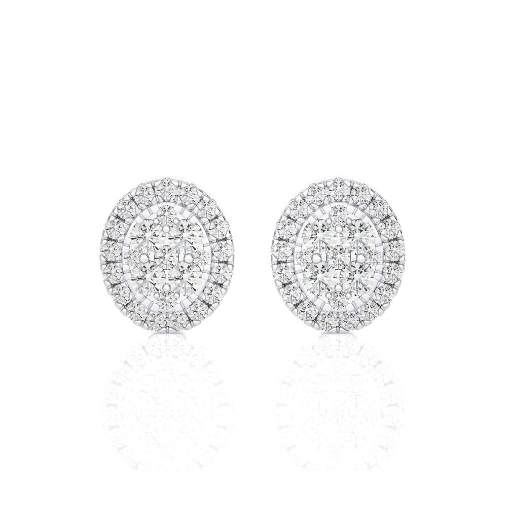 1/3 CTW Elegant Classic Moonlight Oval Cluster Stud Earring
