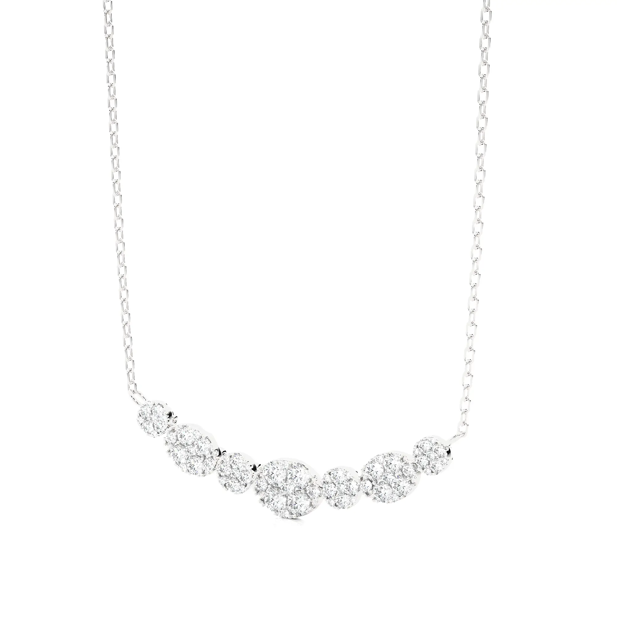 1 Ctw Moonlight Multi Shape Cluster Diamond Necklace