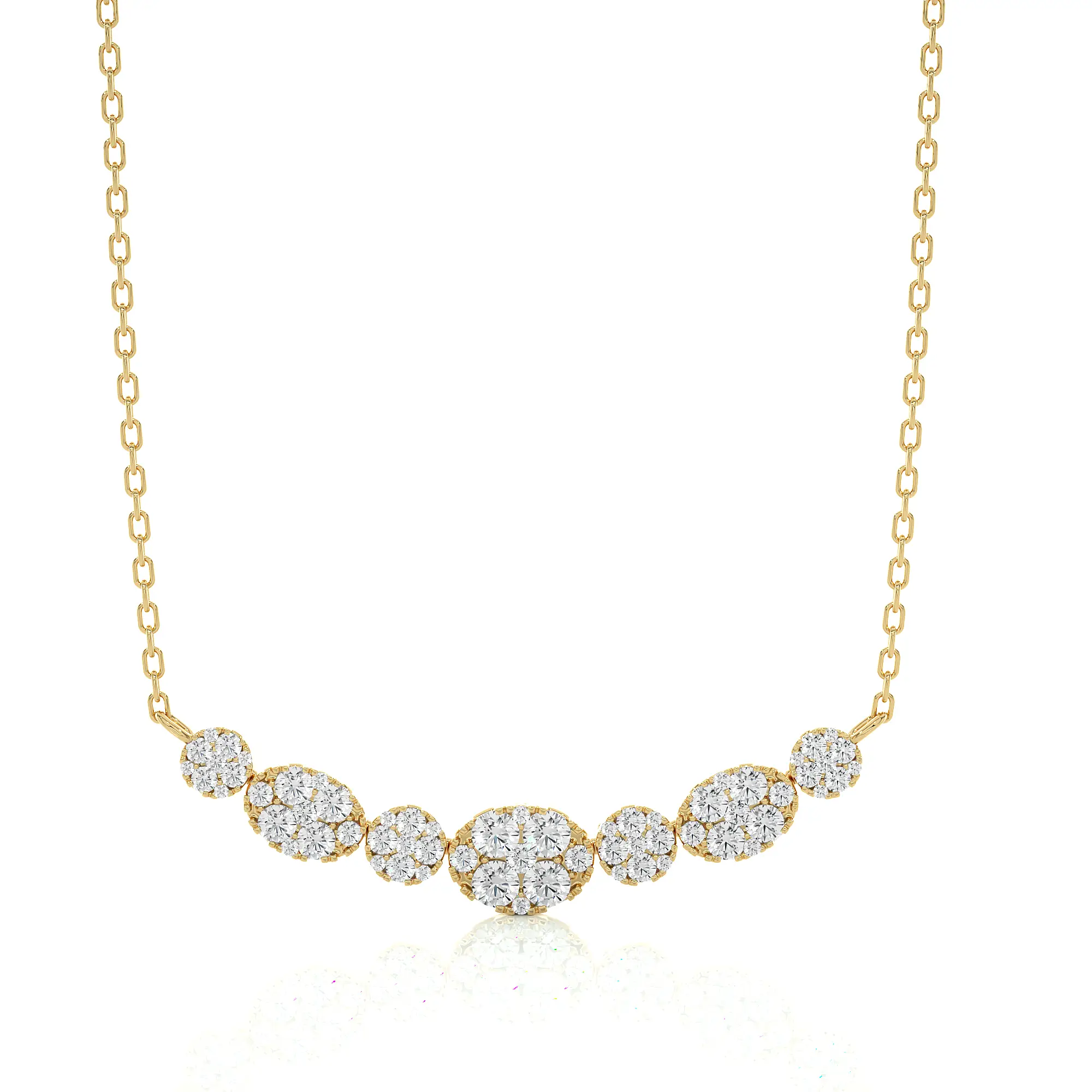 1 Ctw Moonlight Multi Shape Cluster Diamond Necklace