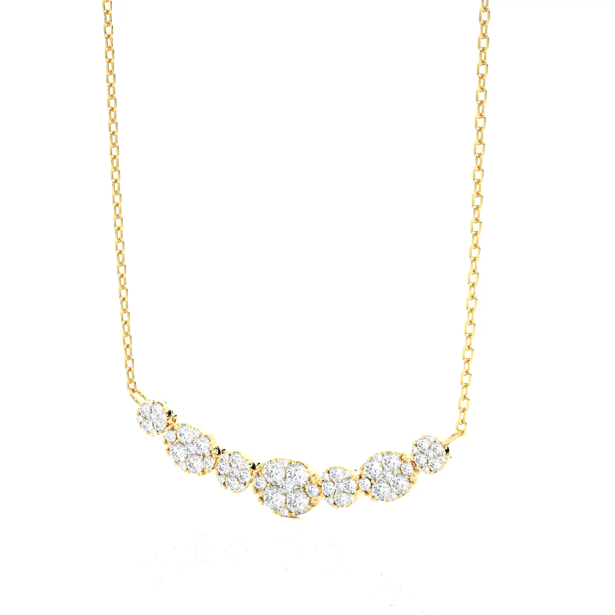 1 Ctw Moonlight Multi Shape Cluster Diamond Necklace