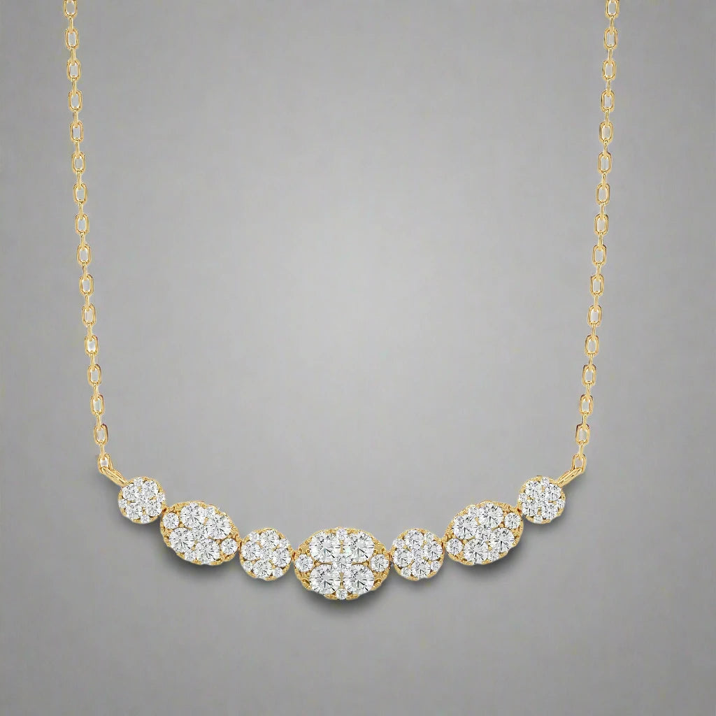 1 Ctw Moonlight Multi Shape Cluster Diamond Necklace