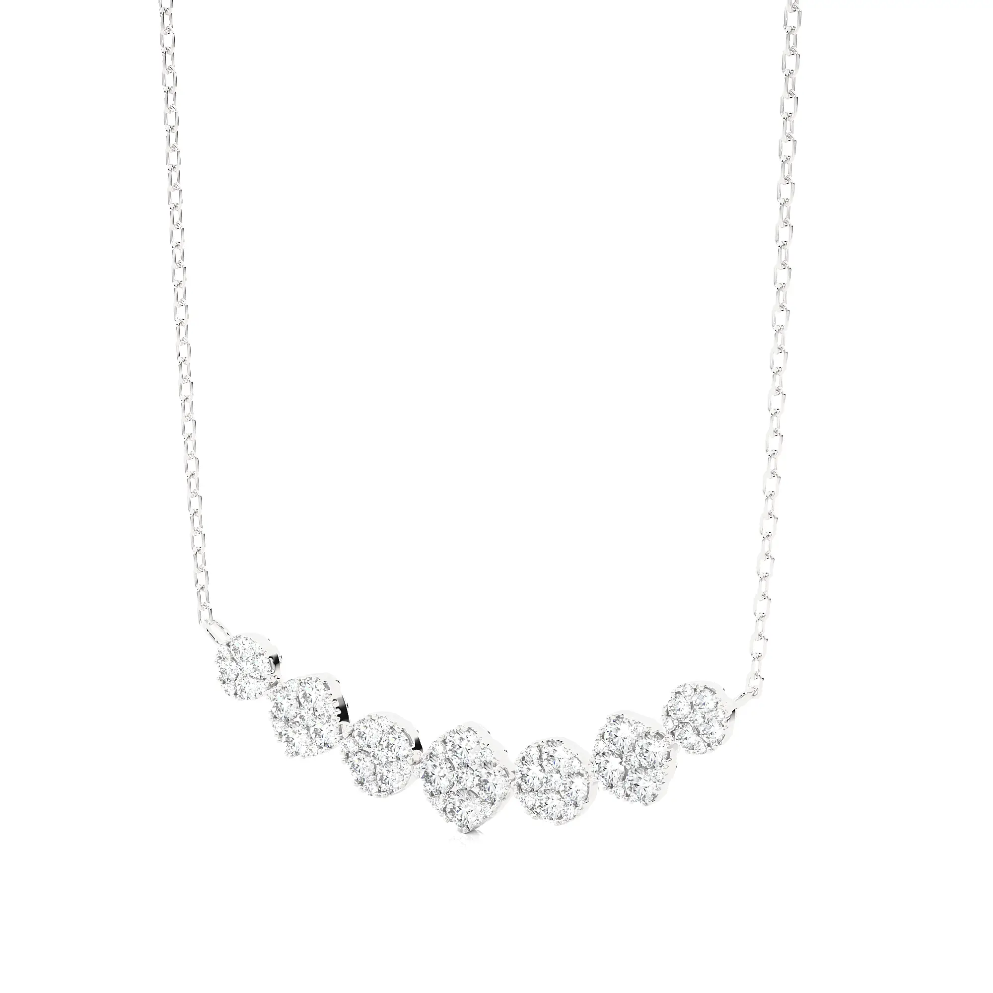1-3/8 Ctw Moonlight Multi Shape Cluster Diamond Necklace SI GH