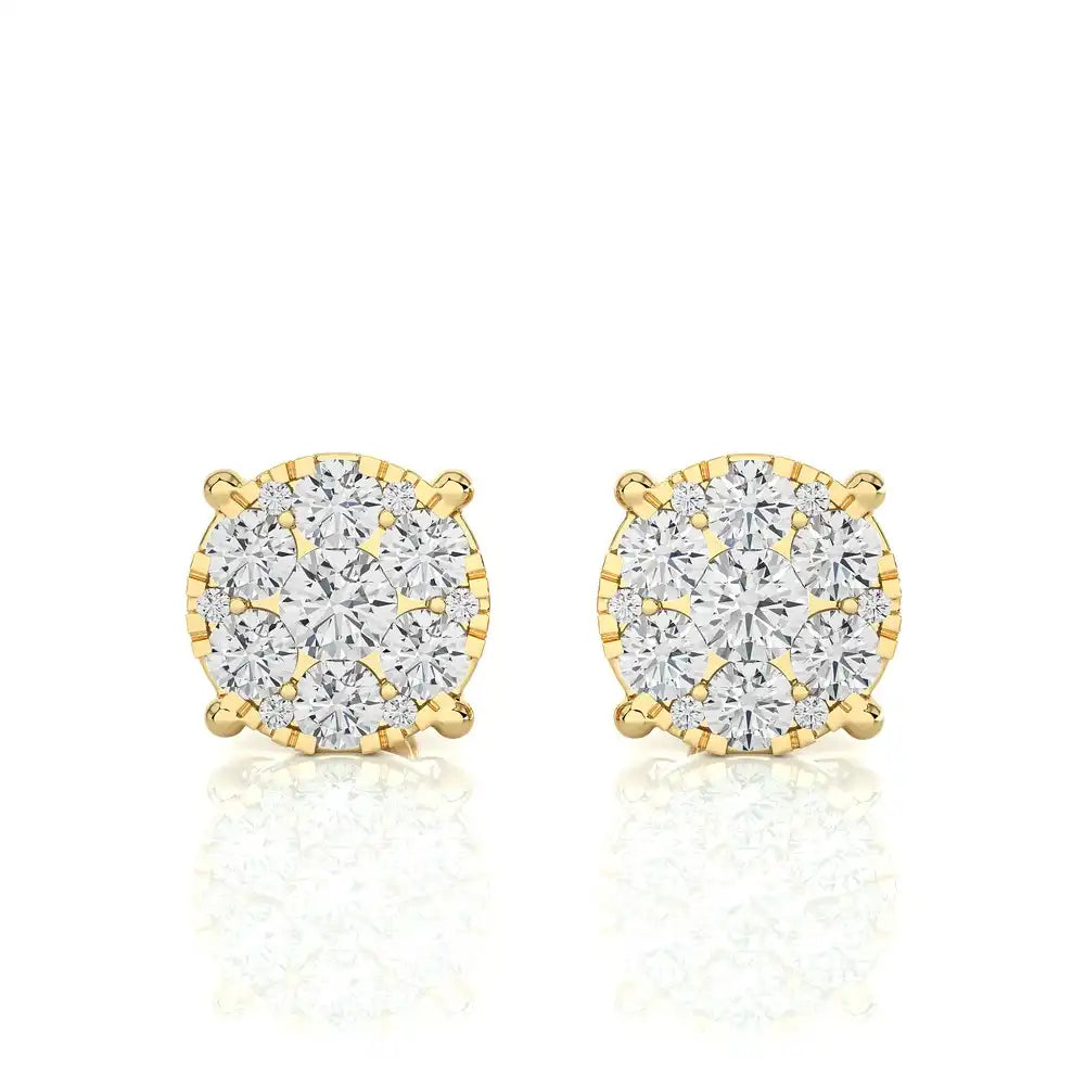 1/5 CTW Moonlight Round Cluster Stud Earrings