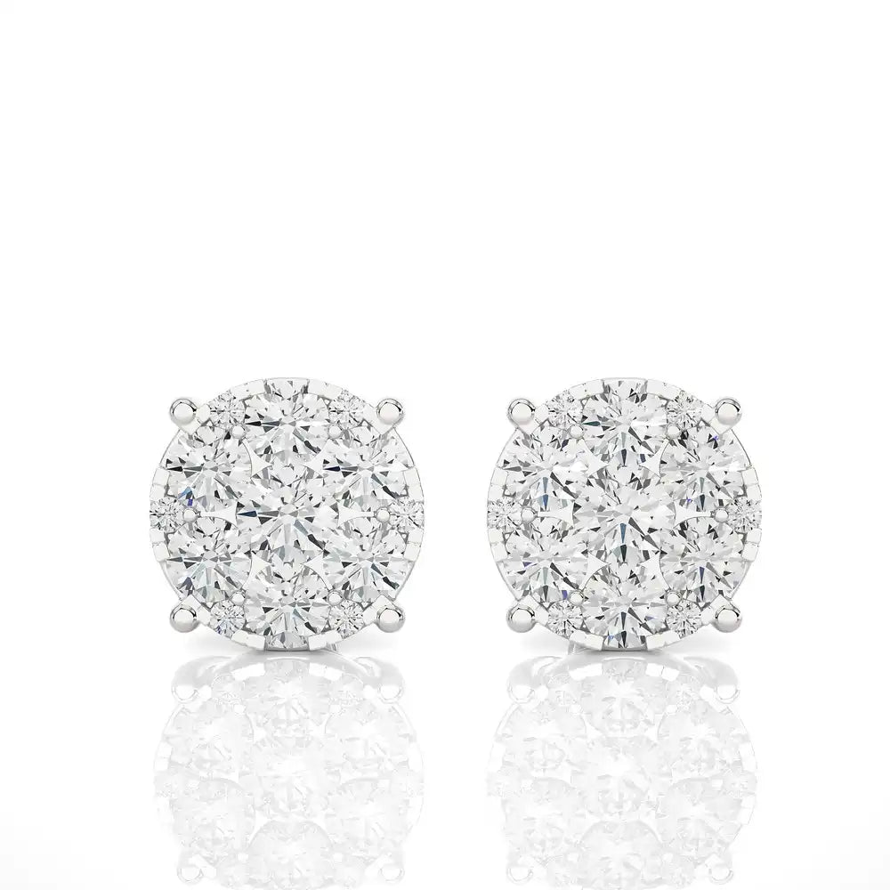 1-7/8 CTW Elegant Classic Round Moonlight Cluster Stud Earring