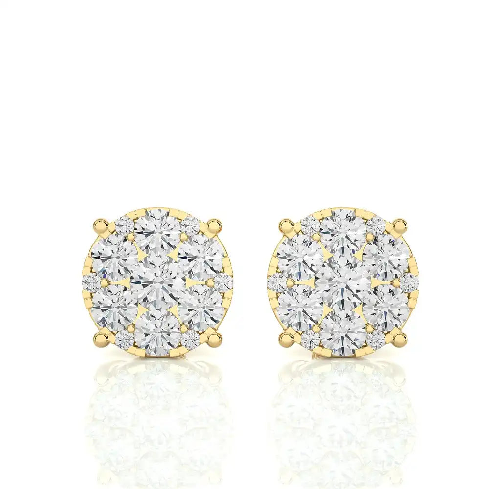 1-7/8 CTW Elegant Classic Round Moonlight Cluster Stud Earring