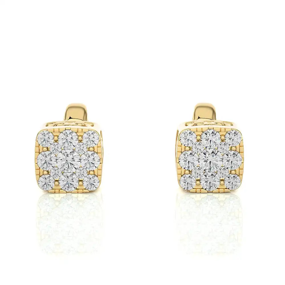 3/8 CTW Moonlight Cushion Shape Cluster Stud Earring.