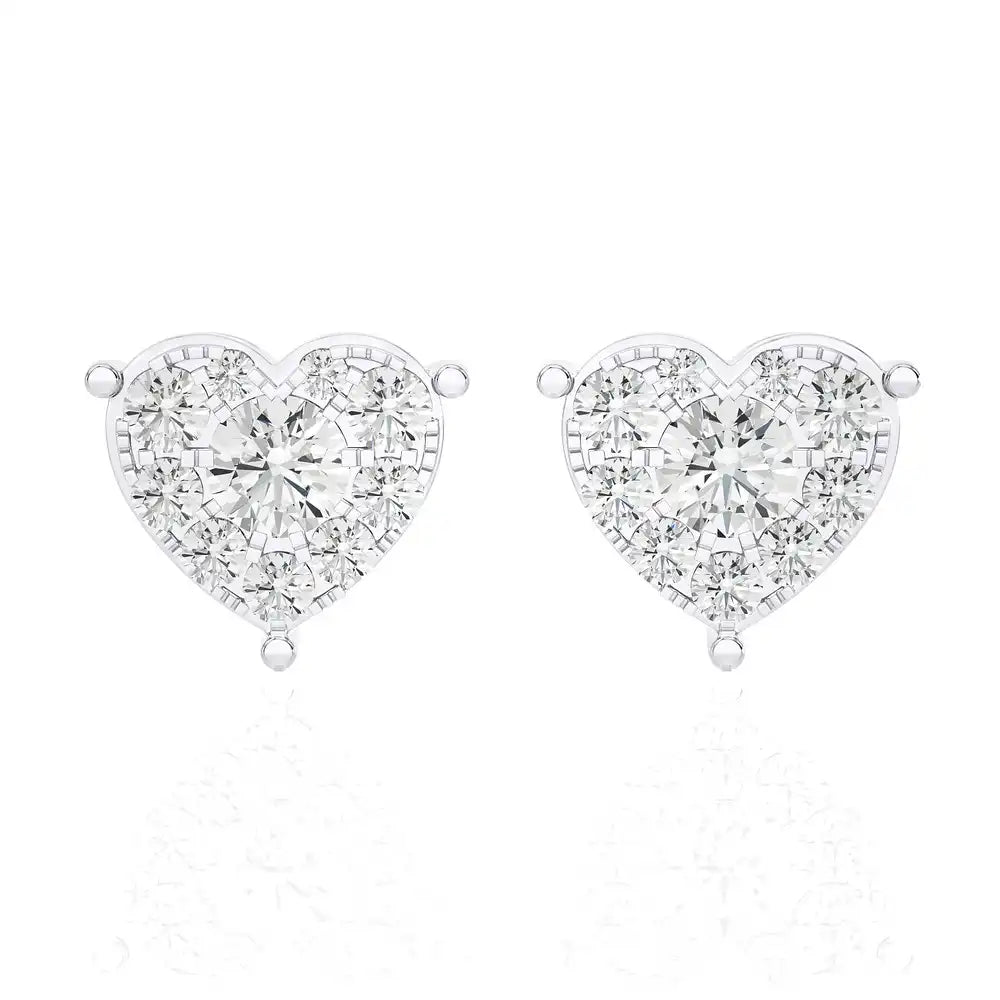 1/2 CTW Elegant Heart Cluster Diamonds Studs