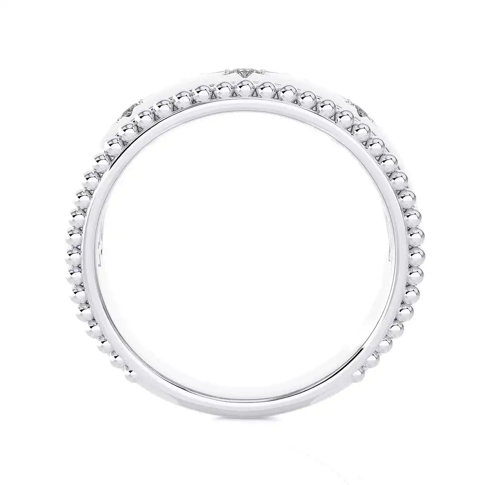 1/10 CTW Beaded Gold Round Diamond 3 Star Ring