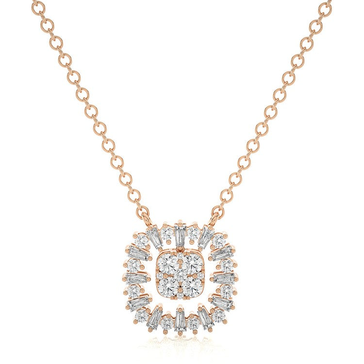 1/2 CTW Natural Baguette & Round Diamonds Chic Stunning Pendant (18 inch dia. cut cable chain)