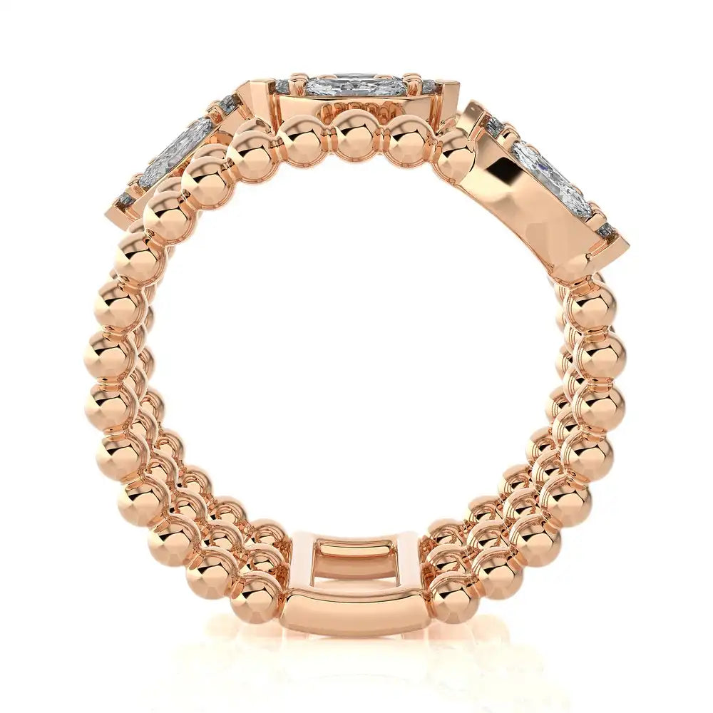 5/8 CTW Diamonds Beaded Gold Three Tone Fashion Ring
