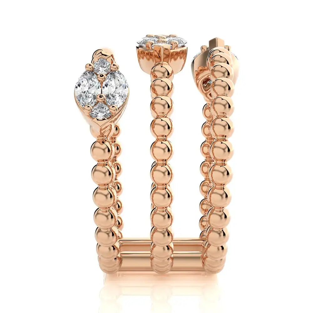5/8 CTW Diamonds Beaded Gold Three Tone Fashion Ring