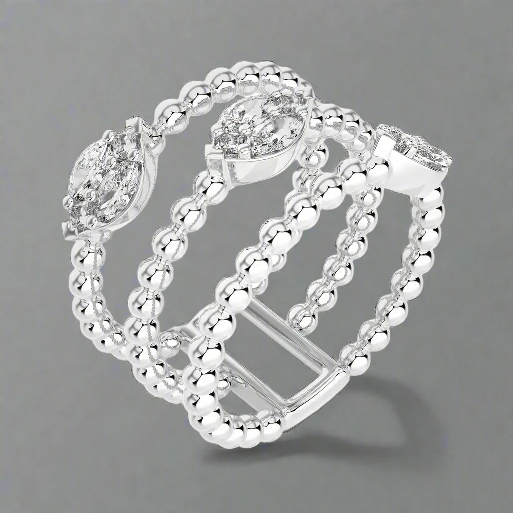 5/8 CTW Diamonds Beaded Gold Three Tone Fashion Ring