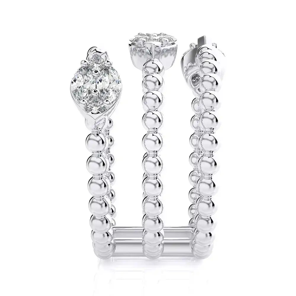 5/8 CTW Diamonds Beaded Gold Three Tone Fashion Ring