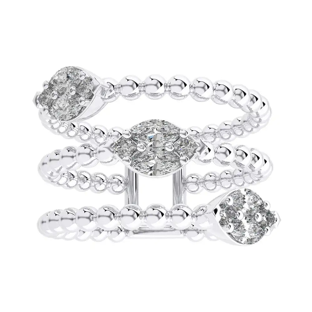 5/8 CTW Diamonds Beaded Gold Three Tone Fashion Ring