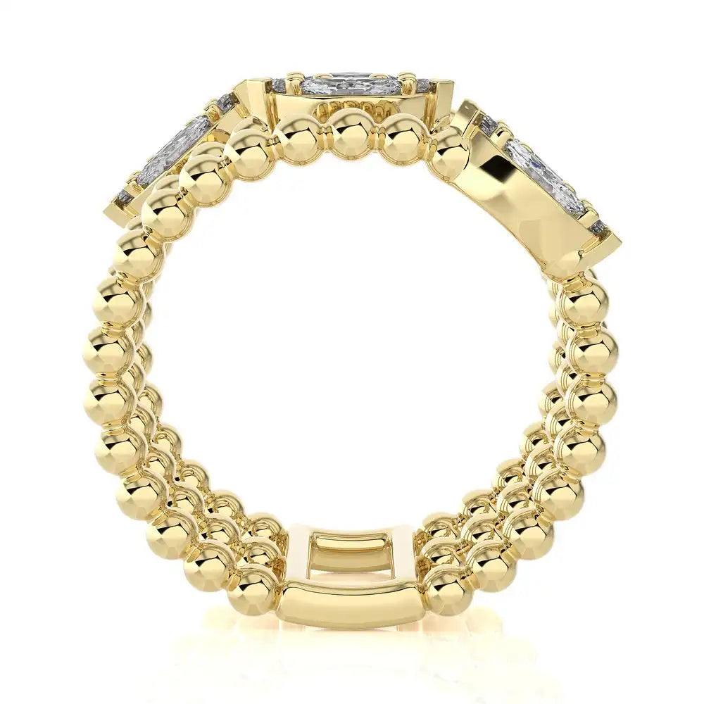 5/8 CTW Diamonds Beaded Gold Three Tone Fashion Ring