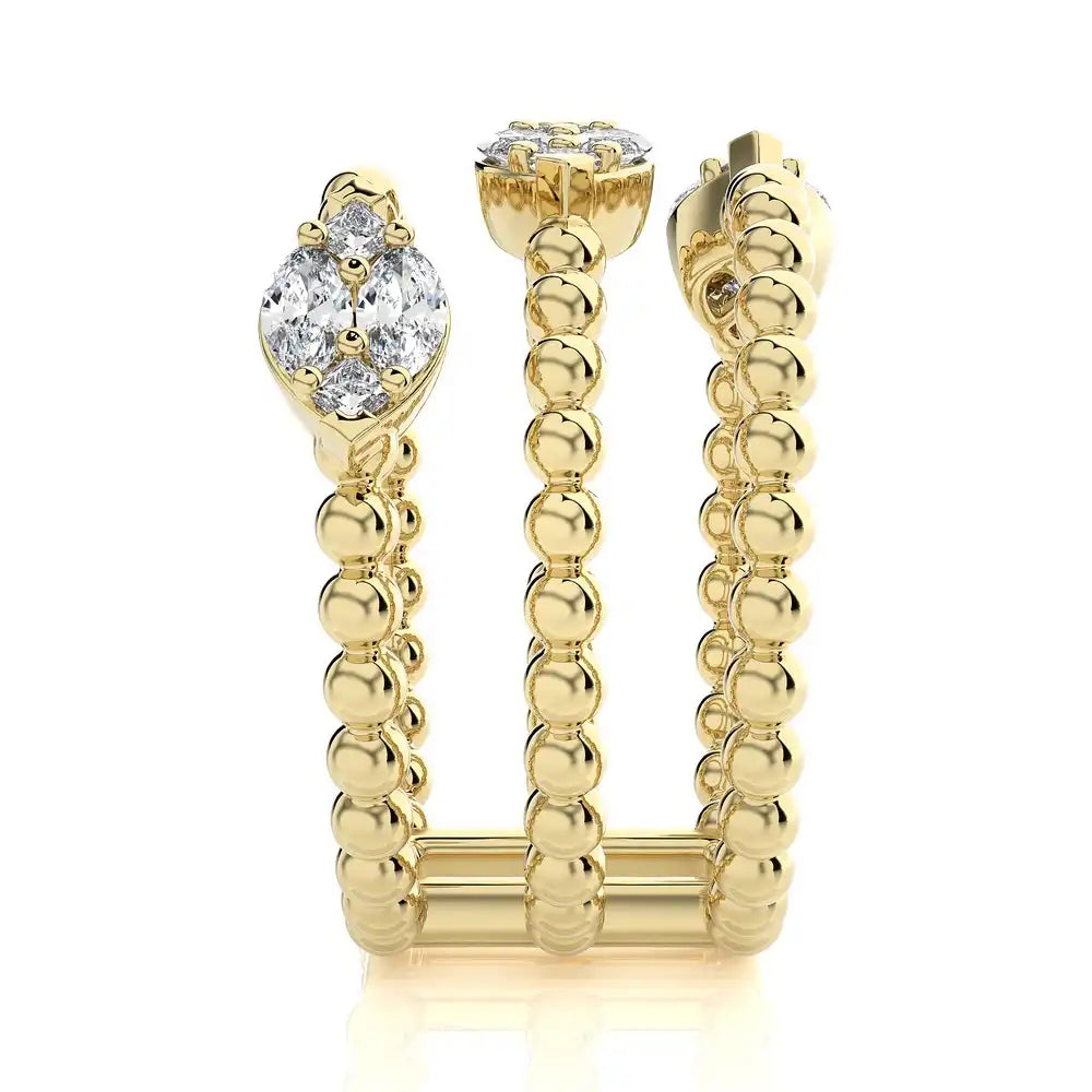 5/8 CTW Diamonds Beaded Gold Three Tone Fashion Ring