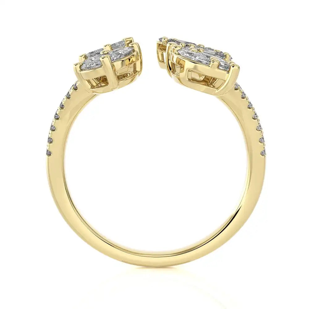 1 CTW Elegant Fancy Open Ring with Pave Diamonds
