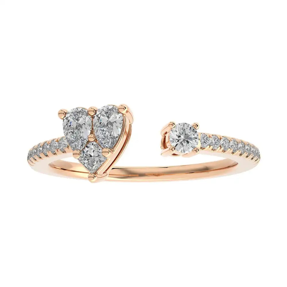 3/8 CTW Diamond Heart & Round Open Ring.