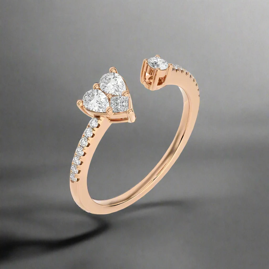 3/8 CTW Diamond Heart & Round Open Ring.