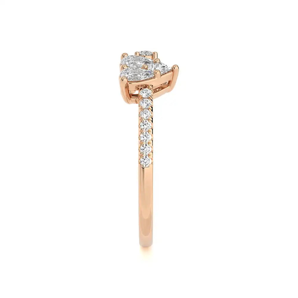 3/8 CTW Diamond Heart & Round Open Ring.