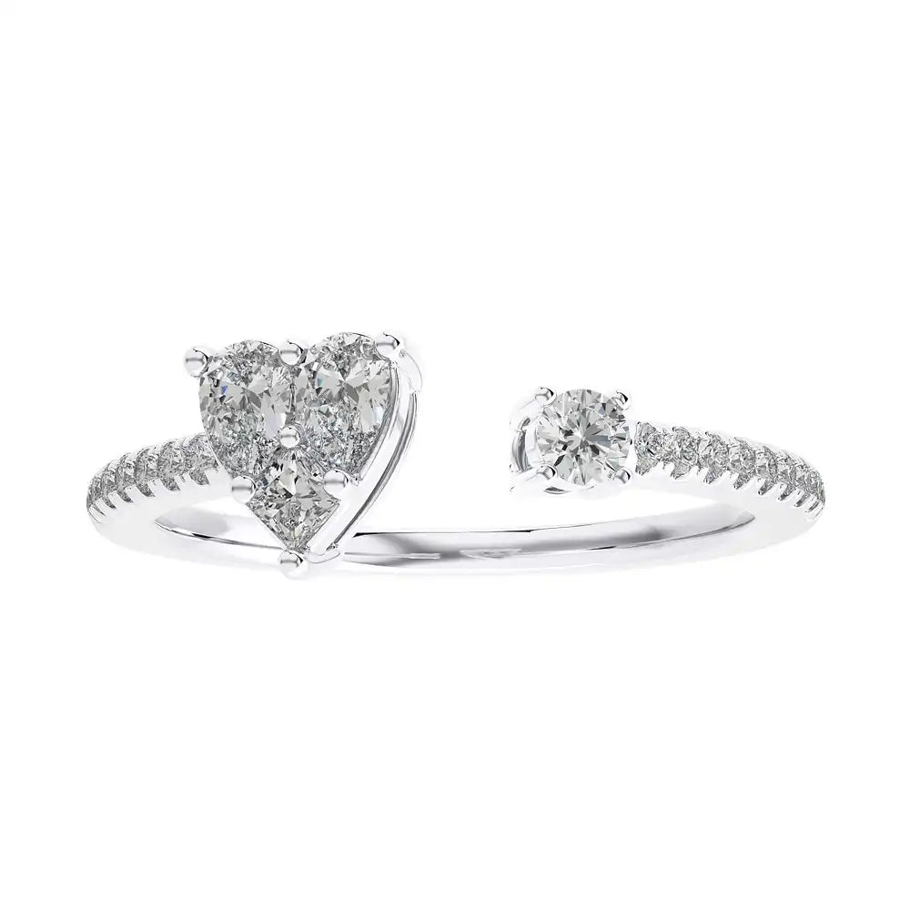 3/8 CTW Diamond Heart & Round Open Ring.