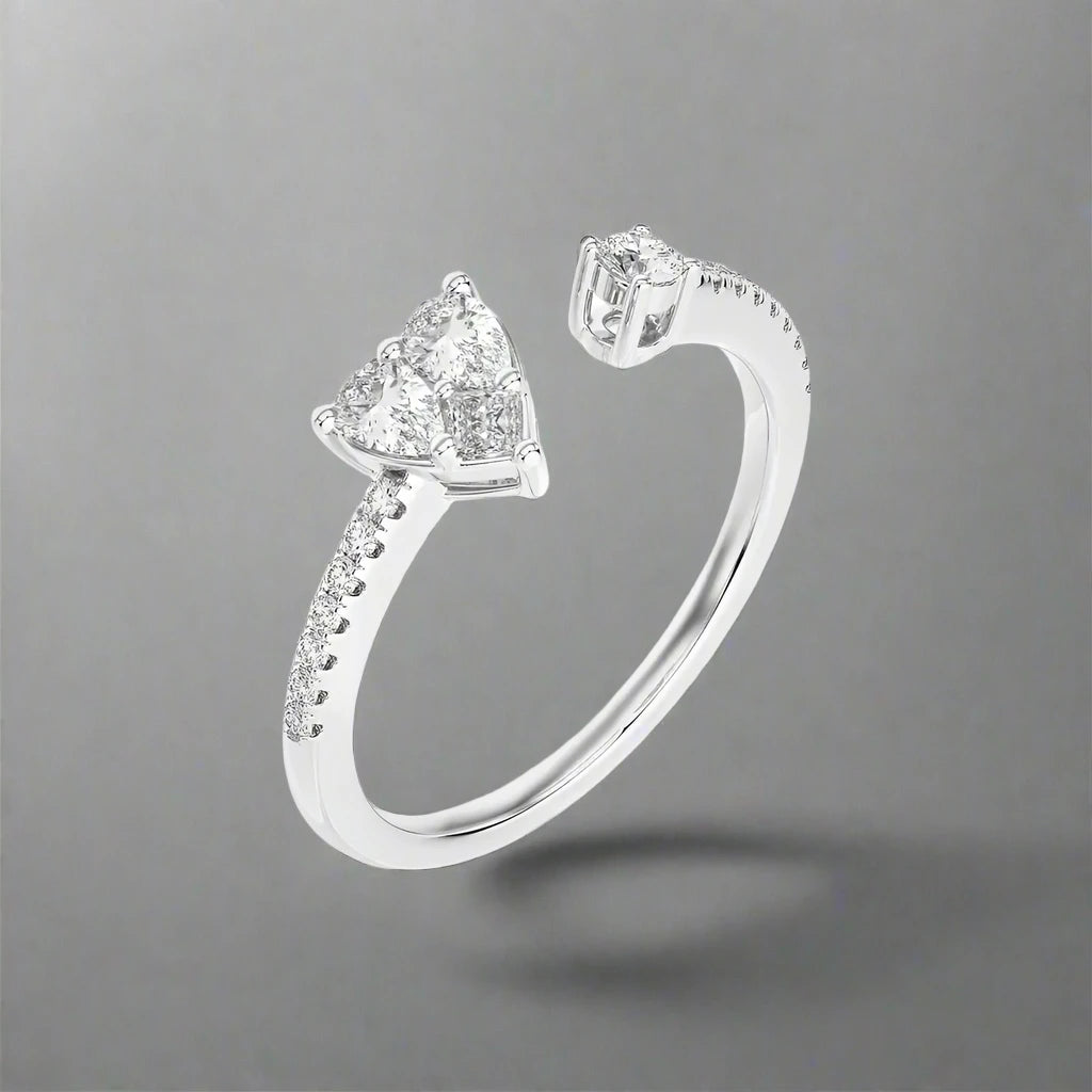 3/8 CTW Diamond Heart & Round Open Ring.