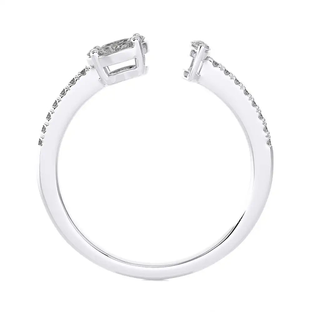 3/8 CTW Two Stone Illusion Marquise Open Ring.