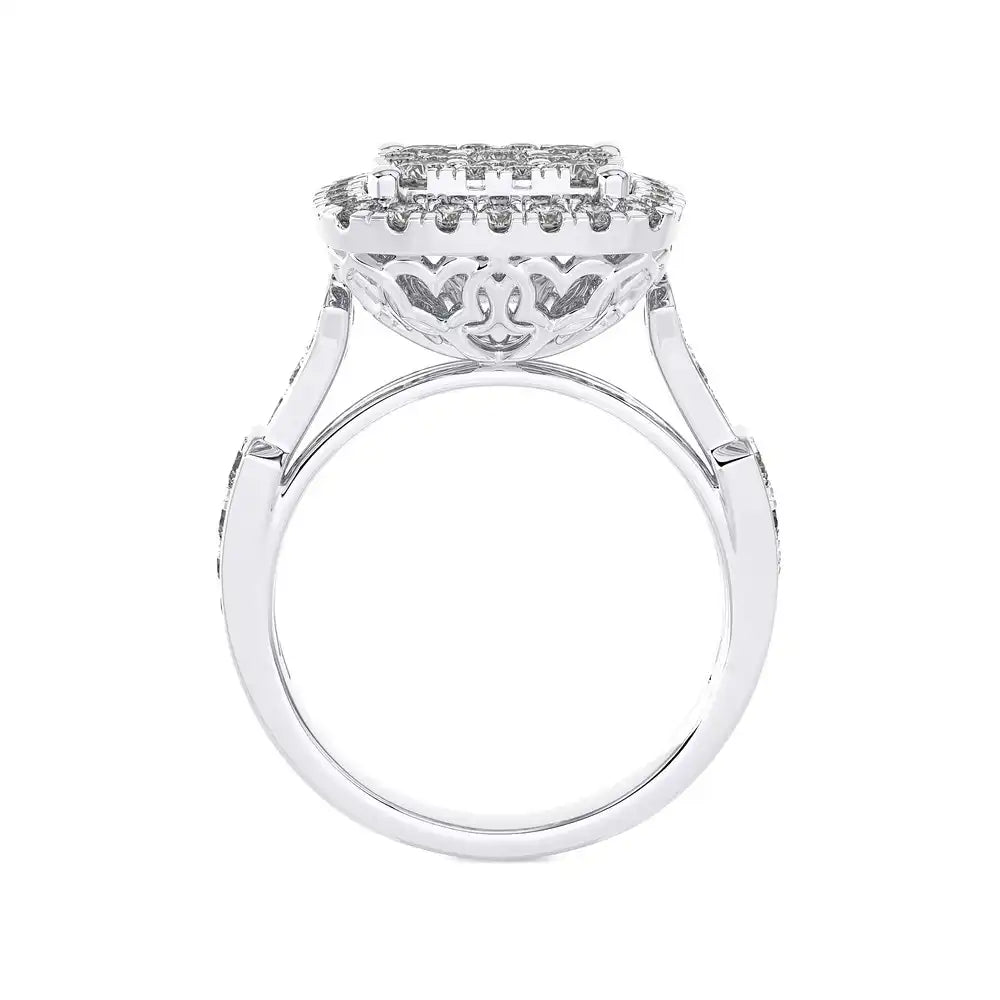 1-1/2 CTW Stunning Engagement Ring with Cluster Cushion