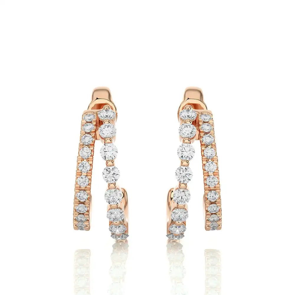 3/8 CTW Diamond Dazzling Fashion Double Huggie Earrings